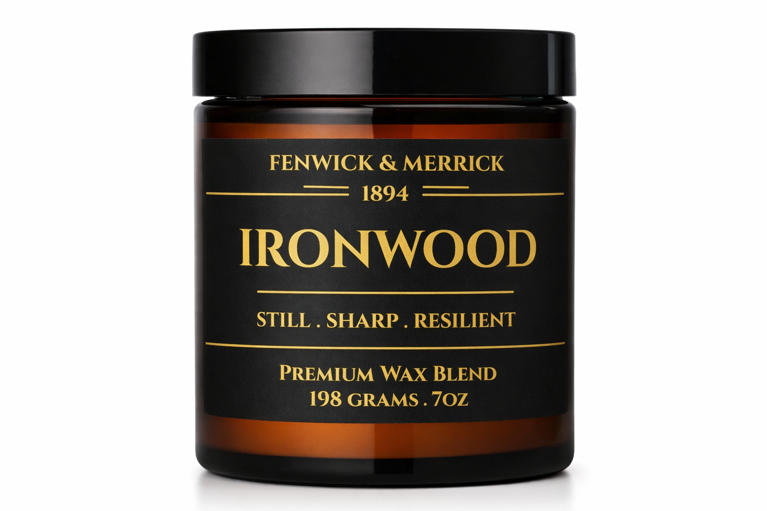 Fenwick & Merrick Ironwood wax blend container on a white background