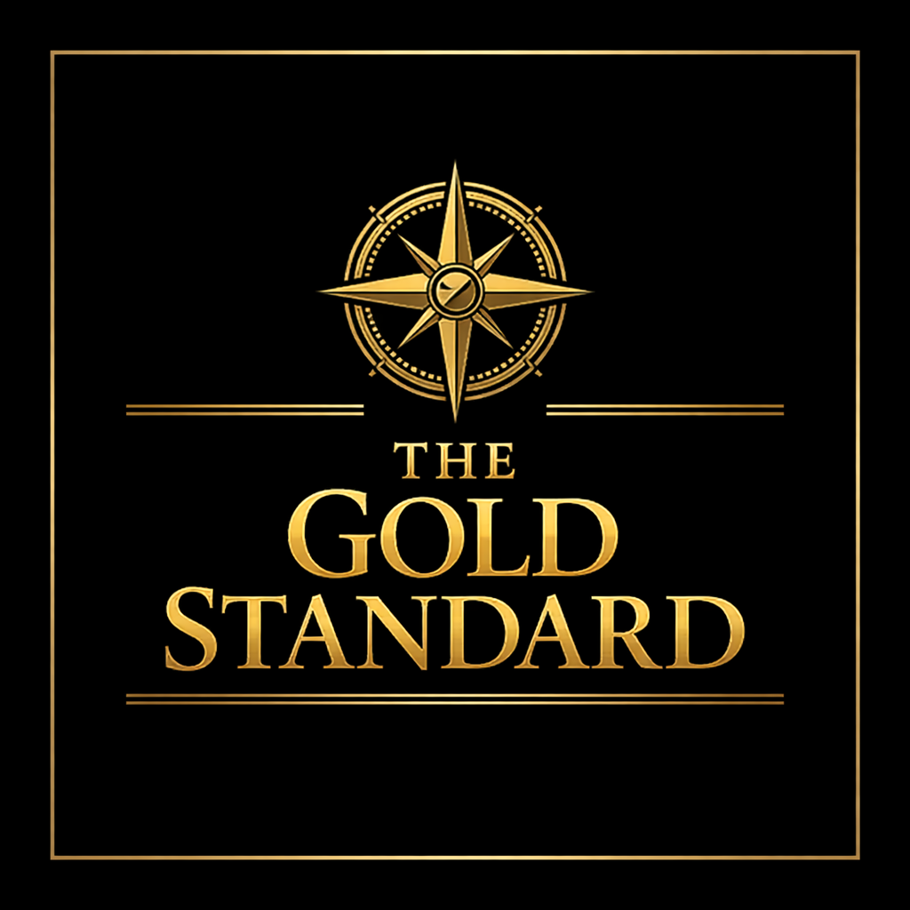 Gold compass logo with 'The Gold Standard' text on a black background